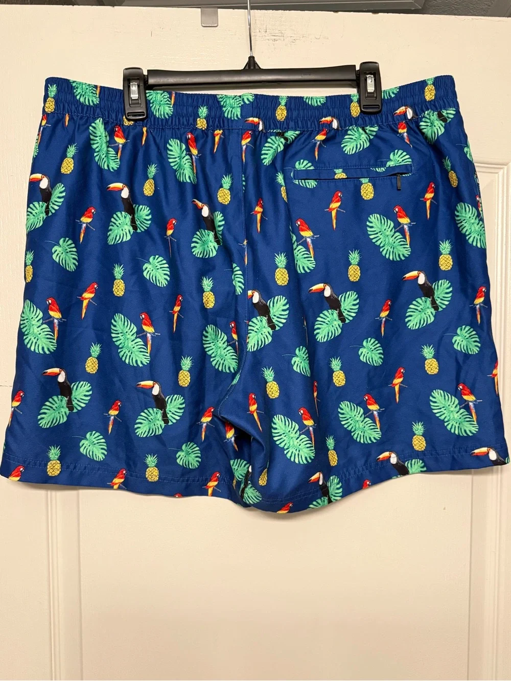 Caribbean XL Tropical Swim Trunks NWT Parrot Toucan Pineapple Mesh Lined